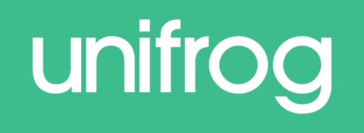 Unifrog logo white on green